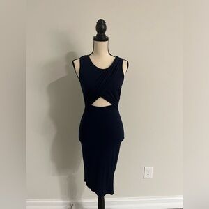 Navy blue midi dress from Akira